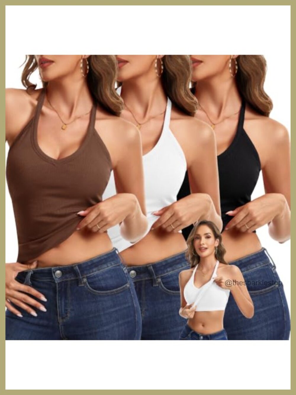 3 Pack Women's Tank Tops with Built In Bras V Neck Racerback